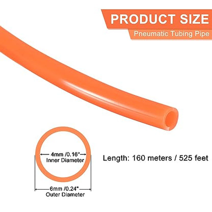 MECCANIXITY 525ft/160m 6x4mm Pneumatic Tubing Pipe PU Air Line Tubing Red - color: Red, size: OD6mm*ID4mm 525ft (160 Meters)