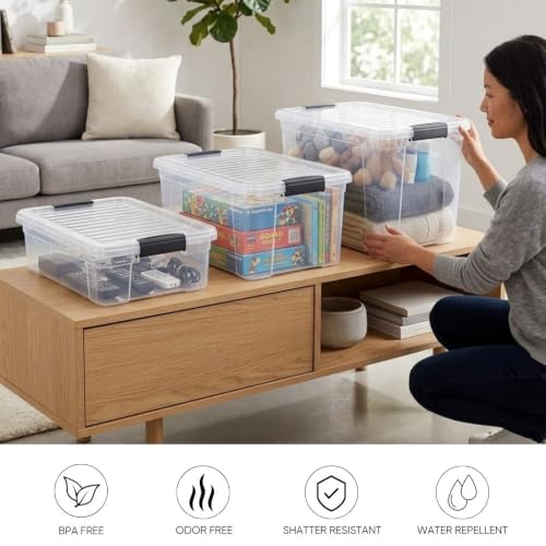 Superio 13.7 Quart Clear Plastic Storage Bin with Lid, Stackable Organizer Box, BPA-Free Storage Container for Home, Garage, School & Office, 1 Pack - size: 13.7 Quart