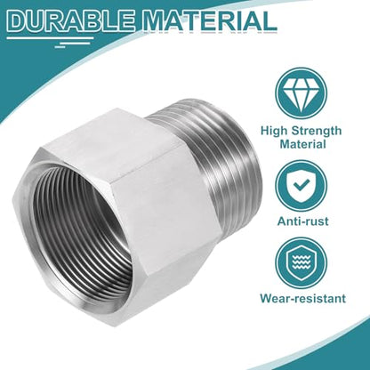 uxcell Pipe Fitting Reducing Adapter, 1" NPT Male x M33 Female 304 Stainless Steel Reducer Connector for Water Oil Air Pressure Gauge, Silver - size: 1" NPT x M33