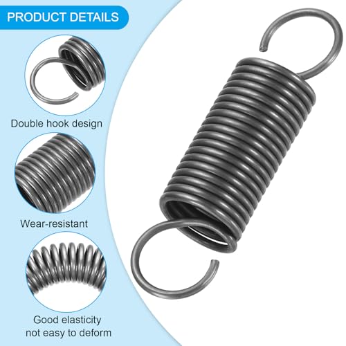 PATIKIL Extension Spring, 2pcs Wire Diameter 0.08", OD 0.8", Free Length 3.2" Spring Steel Dual Hook Tension Springs for Lawn Tractor Home Repairs DIY, Grey - size: 2*20*80mm