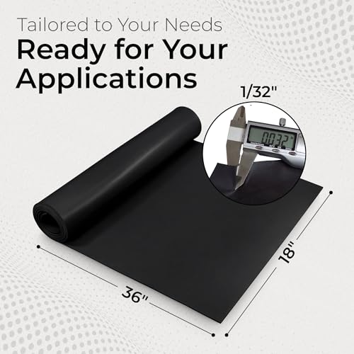 Exactly Rubber - Neoprene Sheet, 60A Durometer Rubber Mat, Gasket Material with -30 to 195°F Temperature Resistance, Oil and Gasoline-Resistant Rubber Sheet, Made in The USA, 1/32 x 18” x 36” - size: 1/32 x 18 x 36