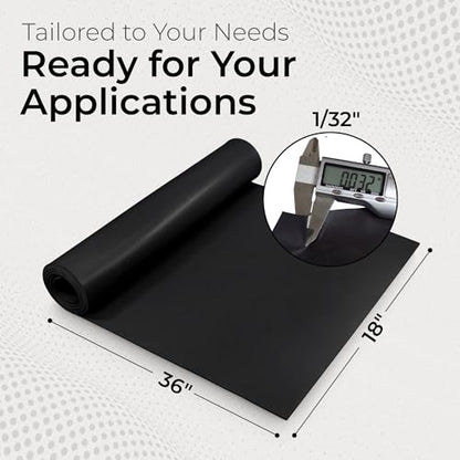 Exactly Rubber - Neoprene Sheet, 60A Durometer Rubber Mat, Gasket Material with -30 to 195°F Temperature Resistance, Oil and Gasoline-Resistant Rubber Sheet, Made in The USA, 1/32 x 18” x 36” - size: 1/32 x 18 x 36