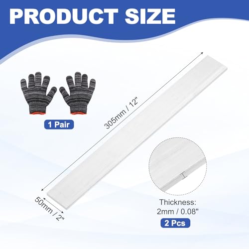 uxcell Square Aluminum Flat Bar with Gloves 0.08"x2"x12"/2x50x305mm 2Set - size: 0.08" x 2" x 12"/2 x 50 x 305mm