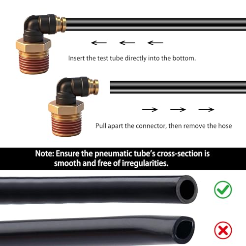 1/4" DOT Air Hose 90 Degree Elbow Fittings 2 Pack, Quick Connect Air Fittings, PTC & PTCR Composite Brass Connector, 1/4" Tube OD x 3/8" NPT Thread for Truck Air Brake & Suspension Systems - size: 1/4"OD x 3/8"NPT