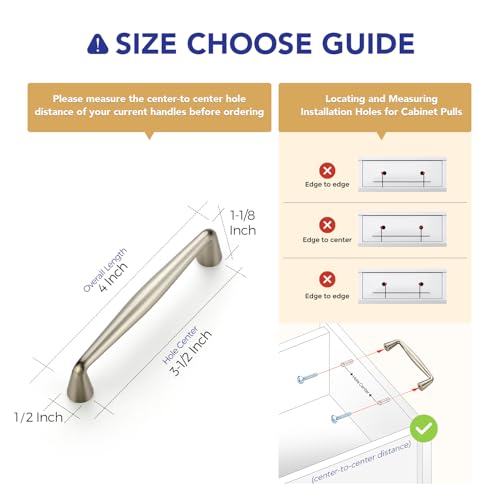 Ravinte Brushed Nickel Cabinet Handles Solid Handles,3-1/2 Inch,5 Pack - color: Brushed Nickel, size: 3-1/2 Inches Hole Center
