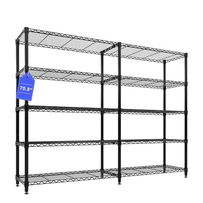 Garvee 71" Wide Storage Shelves Metal Shelving Units 5 Tier, 1325LBS - size: 70.5"Hx15.7"Dx71"W, 5-Layer