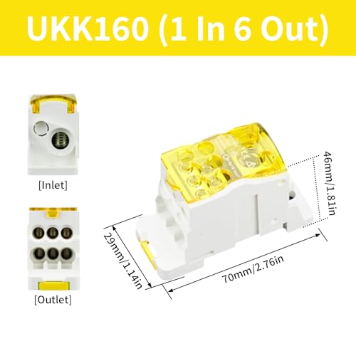 BORDSTRACT 690V 160A Yellow DIN Rail Distribution Box - color: Yellow, size: 160A