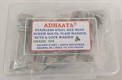 1/2” 304 Stainless Steel Hex Head Screw Bolts and Nuts Kit, Hex Nuts with Spring & Plain Washer for Bolts (Set of 5, 1/2" X 3") - size: 1/2" X 3"