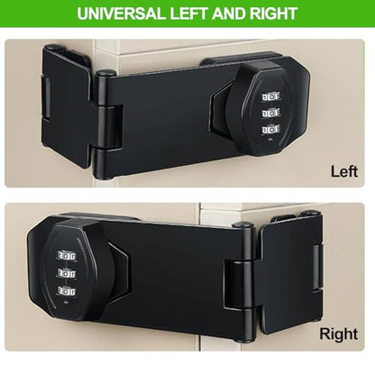 2 Pack Password Rotary Hasp Locks, Collapsible Solid 304 Stainless Steel - color: 2 Pack(Combination Lock) Black