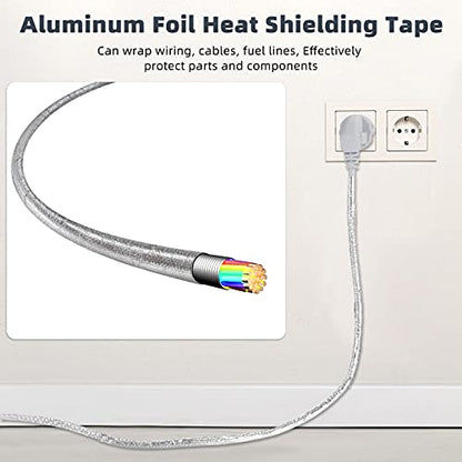Zonon 2 Rolls Aluminum Foil Tape Heat Shield Tape Barrier Adhesive Reflective Fiberglass Thermal Insulation Reflective Material High Temp Protection(Silver,2 Inch X 32.8 ft) - color: Silver, size: 2 Inch X 32.8 ft