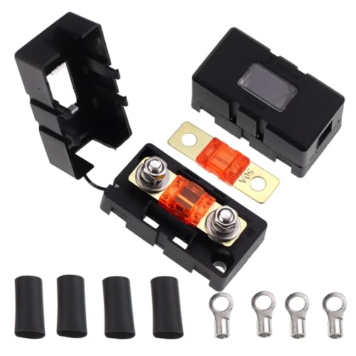 30Amp AMI/Midi Fuse Holder with Bolt-on AMI/Midi Fuse for Cars Trucks (2Pack 50A+Holder Kit), Black