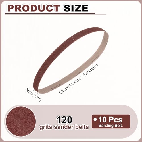 HARFINGTON 1/4 x 6 Inch Sanding Belts, 10 Pcs 120 Grit Aluminum Oxide - size: 1/4 x 6 inch(120 grit)