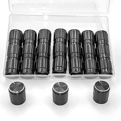 24pcs Shaft Metal Potentiometer Control Knobs 6mm,Black Guitar Pedal Knobs,Dimmer Knob Swicth Replacement,Volume Control Knob Encoder Black,Kelyonewy - size: 6mm
