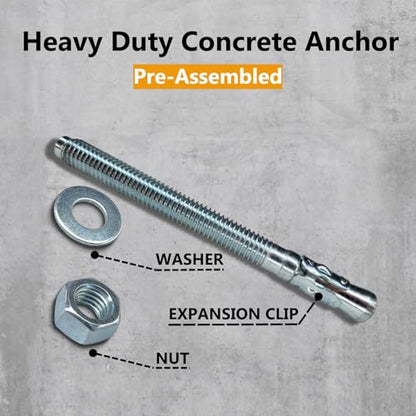 Party Animals 1/4 x 2 Inch Wedge Anchor, 50 PCs Zinc-Plated Industrial Anchor Bolts for Cement, Concrete - size: 1/4 x 2"