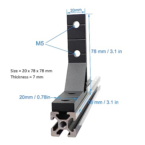 10 Set 78x78mm 2020 Aluminum Extrusion T Slot Corner Bracket 20 Series Extruded Hardware 90 Degree Right Angle Connector with M5 Bolts Nuts for 20/20 80 20 2040 T V Slot Black Aluminum Profile - style: 10Pcs 20x78 Bracket with Bolt Nut