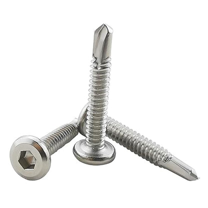 40PCS #12 x 1-1/4" Hex Socket Self Tapping Screws, 410 Stainless Steel Sheet Metal Flat Head Drilling Screw Self-Tapping Screws High-Strength Fast Sheet Metal Screws (5/8" to 1-3/4" Available) - size: 40PCS #12 x 1-1/4"