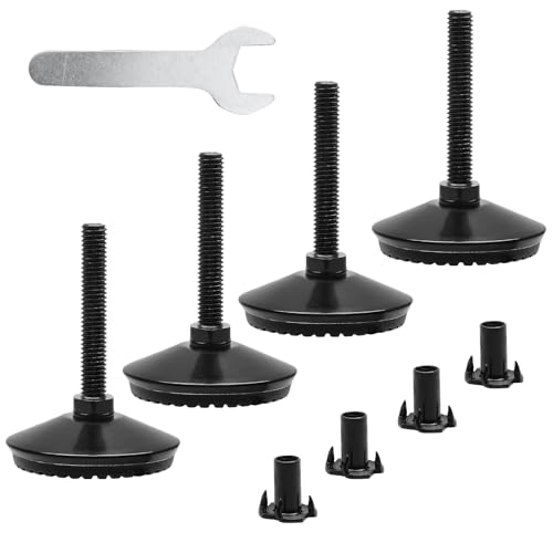 Black M8 Fixed Leveling Feet 4 Pack T-Nuts Wrench Incl - size: M8*50mm, 4Pcs