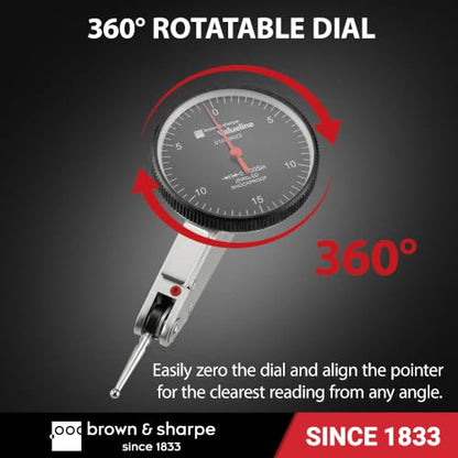 Brown & Sharpe Dial Test Indicator, 0.0005" Graduation, 0.030" Range