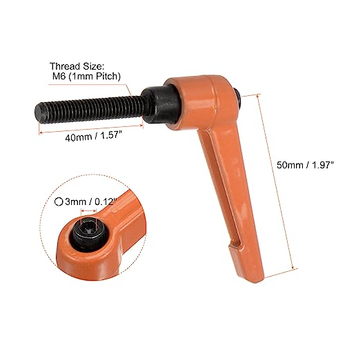 HARFINGTON 4pcs Adjustable Clamping Lever Handles M6 x 40mm Male Thread Bolt Knobs Rotating Screw Locking Quick Release Ratchet Push Button Handle, Orange - size: M6 x 40mm