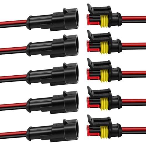 BFXM 5 Sets Car Waterproof Electrical Connector, 16 AWG 2 Pin Connector - color: 2pin, size: 5 Sets