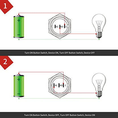 APIELE 19mm Latching Push Button Switch Round Waterproof Stainless Steel Metal High Flush 250V 5A 1NO 1NC SPDT 2PCS (High Round Latching) - style: Latching High Round
