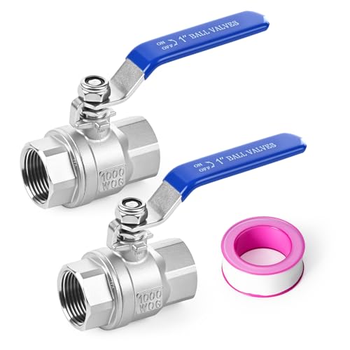 1" Female NPT 2-Piece Full Port Ball Valve, 2 Pack - size: 1 Inch
