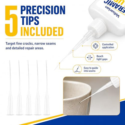 Multi Surface Ceramic Glue 30g 1 Pack, Clear Adhesive for Porcelain, Pottery, Glass, Tile, Stone, Wood and Hard Plastic Repair