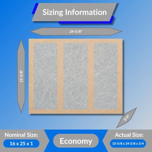 16x25x1 Fiberglass Air Filters, 6-Pack, AC & Furnace, Glasfloss - size: 16x25x1