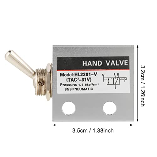 Pneumatic Toggle Valve, 3 Position 2 Port 1/8 Thread