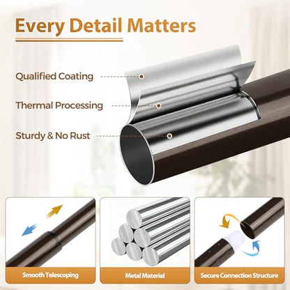 TONIAL Curtain Rods for Windows, 32 to 86 Inch, Bronze, Single Drapery Rod - color: Bronze, size: 32-86"