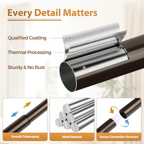 TONIAL Bronze Curtain Rods for Windows 2 Pack, 32 to 58 Inch, Drapery Rod - color: Bronze, size: 32-58"(2 Pack)