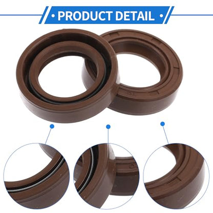 Universal Oil Seal TC Double Lip W Steel Spring Seal Ring Rotary Shaft Seal 18x28x7mm High Pressure FKM Rubber Brown 2 Pcs - size: 18x28x7mm