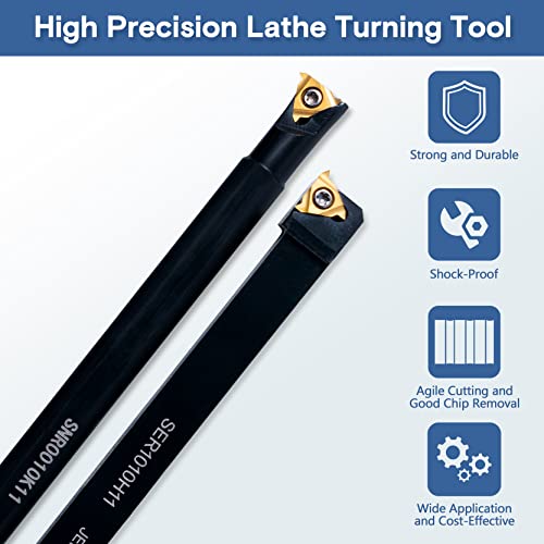 UpJiaFlarish Carbide Lathe Tools Set - 3/8 Turning Holder & Carbide Inserts