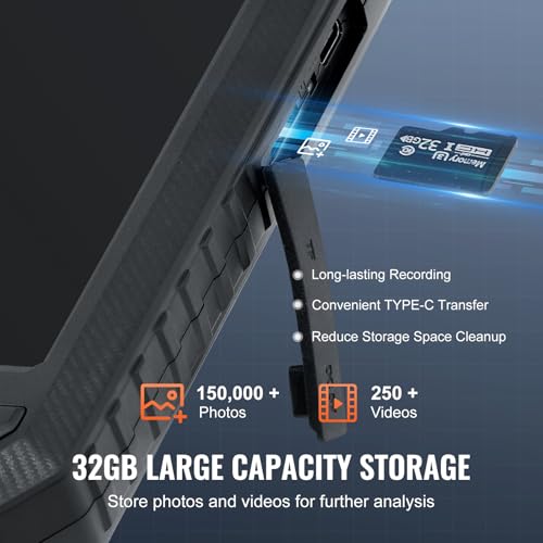 VEVOR Endoscope Camera with Light, Triple Lens Industrial Borescope, 5" Screen 1080P Inspection Camera, 8 + 2 Lights, IP67 Waterproof Snake Cameras for Automotive, Plumbing (16.4FT Cable, 32GB Card) - size: 16.4FT