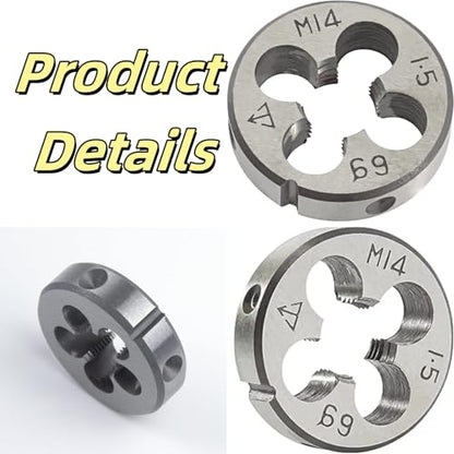 M14 x 1.5 Tap and Die Set, Metric Tap and Round Die Right Hand Fits for Screw Bolt Thread Repair and Tapping DIY Tool - size: M14-1.5mm