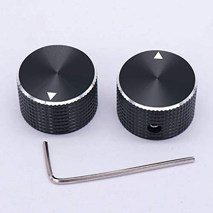 Taiss 2Pcs Guitar Knobs,Electronic Control Potentiometer Knobs, Black Aluminum Volume Audio Electric Guitar Bass Control Knobs,25 mmx15 mm 6.4mm / 0.25" rotary control knob - color: BK-Aluminum-25mmx15mm-6.4mm