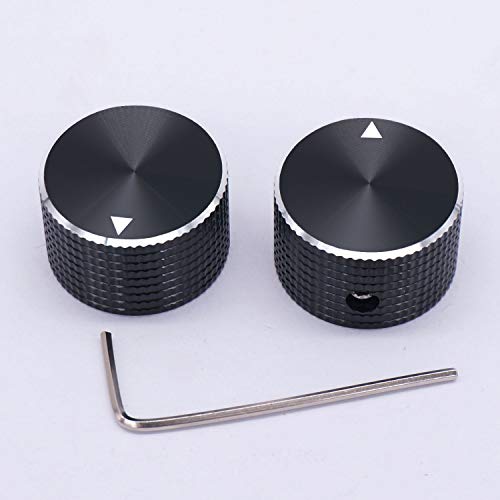 Taiss 2Pcs Guitar Knobs,Electronic Control Potentiometer Knobs, Black Aluminum Volume Audio Electric Guitar Bass Control Knobs,25 mmx15 mm 6.4mm / 0.25" rotary control knob - color: BK-Aluminum-25mmx15mm-6.4mm
