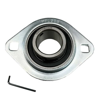 1" Bore Pillow Block Bearing SBPFL205-16, 2-Bolt Steel Flange Mounted Bearing Unit with Setscrew Locking and Grease Fitting, Chrome Steel and Pressed Steel, 1 Pack - size: SBPFL205-16 (ID 1")