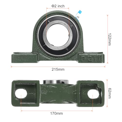 uxcell 2pcs UCP211-32 Pillow Block Bearings 2 inch Bore Self Alignment, Solid Cast Iron Base Mounted Chrome Steel Bearings - size: UCP211-32