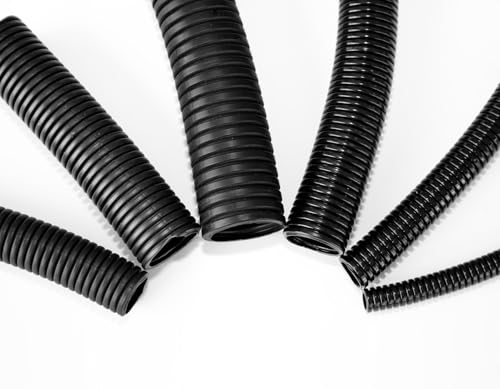 3/8" Wire Loom Non-Slit Polyethylene Corrugated Flexible Innerduct Conduit - 100 Feet - Black - color: 100 Feet, size: 0.375 Inch (3/8")