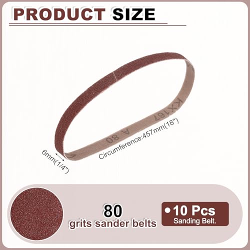 HARFINGTON 1/4 x 18 Inch Sanding Belts, 10 Pcs 80 Grit Aluminum Oxide - size: 1/4 x 18 inch(80 grit)