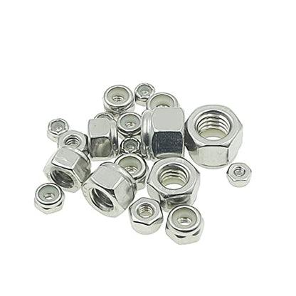 #4-40 to 3/8"-16 304 Stainless Steel Nylon-Insert Hex Lock Nuts Kit