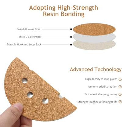50 PCS 60-320 Grits 5 Inch 8 Hole Hook and Loop Sanding Discs