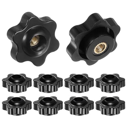 HARFINGTON 10pcs Star Knobs M4 Female Thread 25mm Head Plastic Through Hole Brass Screw-in Clamping Handles Threaded Hand Knobs, Black - color: Black, size: M4 x 25mm