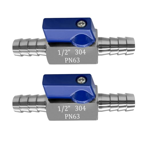 2PCS Stainless Steel 1/2" Mini Ball Valve Shut Off Valve 1/2" Hose Barb - size: 1/2" Hose Barb