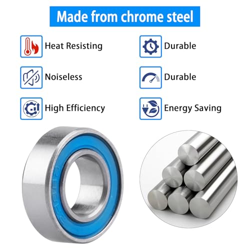10pcs 688-2RS Ball Bearings - Miniature Deep Groove Ball Bearing Double Blue Rubber Sealed Chrome Steel for RC Cars/Planes/Drone/Robotics and Small Electric Motors(8x16x5mm) - size: 8x16x5mm 688-2RS