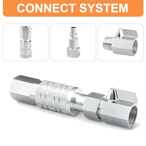 GASHER 2PCS 1/2-Inch Female Quick Connect Air Coupler, 1/2 Basic Flow Industrial Coupler，For Air Compressor Quick Connect Air Hose Fittings Set - size: 1/2" FNPT - 1/2Flow