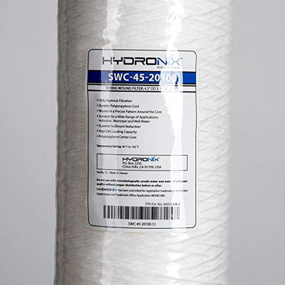 Hydronix - SWC-45-20100/1 SWC-45-20100 String Wound Filter 4.5" OD X 20" Length, 100 Micron White