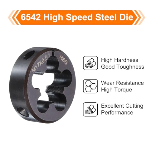 HARFINGTON Round Threading Die M17 x 0.5 Metric Thread 38mm OD Adjustable Right Hand High-Speed Steel (HSS) Round Die Screw Thread Cutting Die for Thread Repair - size: M17 x 0.5