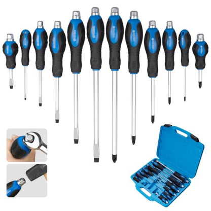 ROTATION 12pc Magnetic Screwdriver Set, with Go-Thru Steel Blades - color: Black
